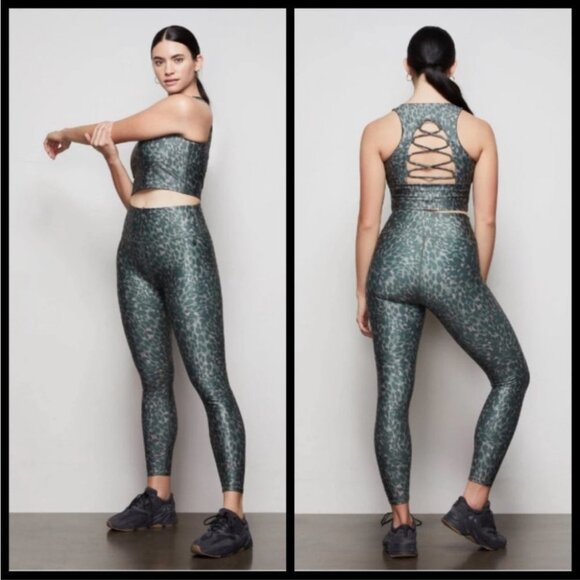 NWT  Good American The Ferocious Legging Green Pink Leopard Print Athletic XS - Picture 11 of 16